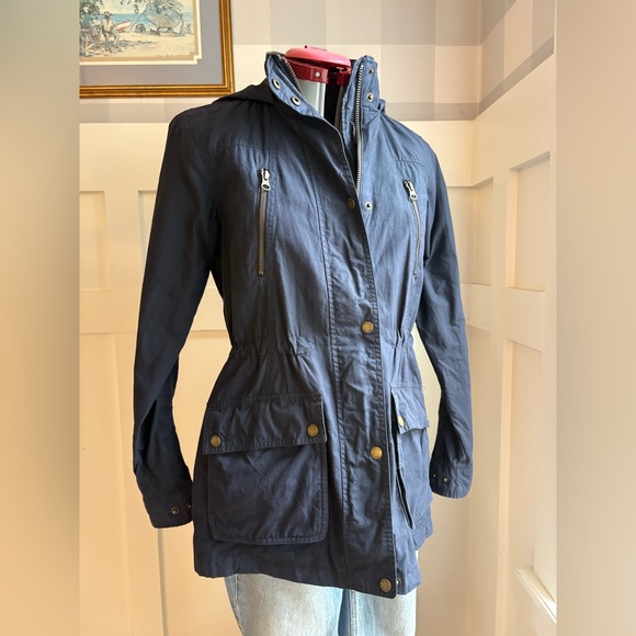 Orvis Jackets & Blazers - Orvis River Road Waxed Navy Hooded Field Jacket Small